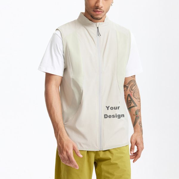 Custom Men Cycling Windproof Sleeveless Vest, Lightweight Water Repellent Outdoor Running Gilet OEM ODM
