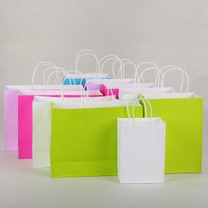Buy cheap Solid Coloured Kraft Paper Bags Recyclable Environmentally Friendly For Shopping product
