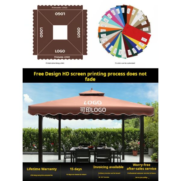 3*3M Outdoor Courtyard Gazebo With Steel Frame Anti Rust Coated