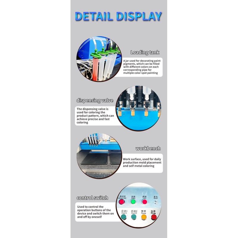 Automatic 4 Colors Two Stations Visual Enamel Pin Dispensing Machine for Dice Painting