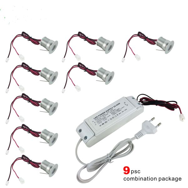 9PCS*3W Mini Led Cabinet Light +Driver Kit Dimmable Recessed Downlight home decorative lighting