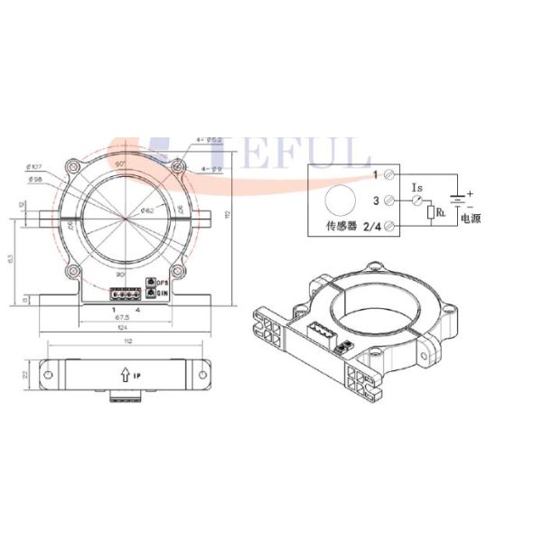 Quick Response DC Current Transmitter Open Loop Type CS4000EKFT24