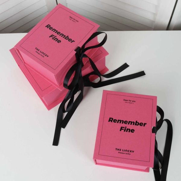 Custom Printed Folding Gift Paper Box Pink Color