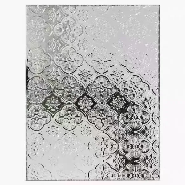 Embossed Geometric Patterned Tempered Decorative Glass Panel For Interior Wall Partition Application
