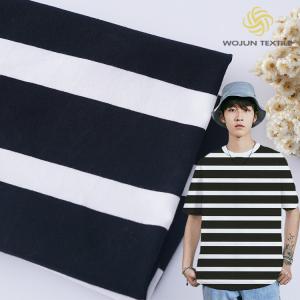 China Skin Friendly Striped Stretch Fabric , 175gsm Knit Combed Cotton Fabric For T - Shirt on sale