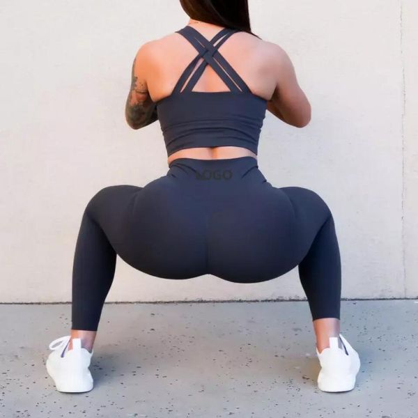 Breathable Scrunch Sports Bra Workout Leggings Sets For Women