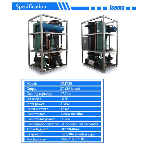 2Ton Per Day Ice Tube Machine 2000kg Tube Ice Maker Machine Price For Restaurants And Hotels
