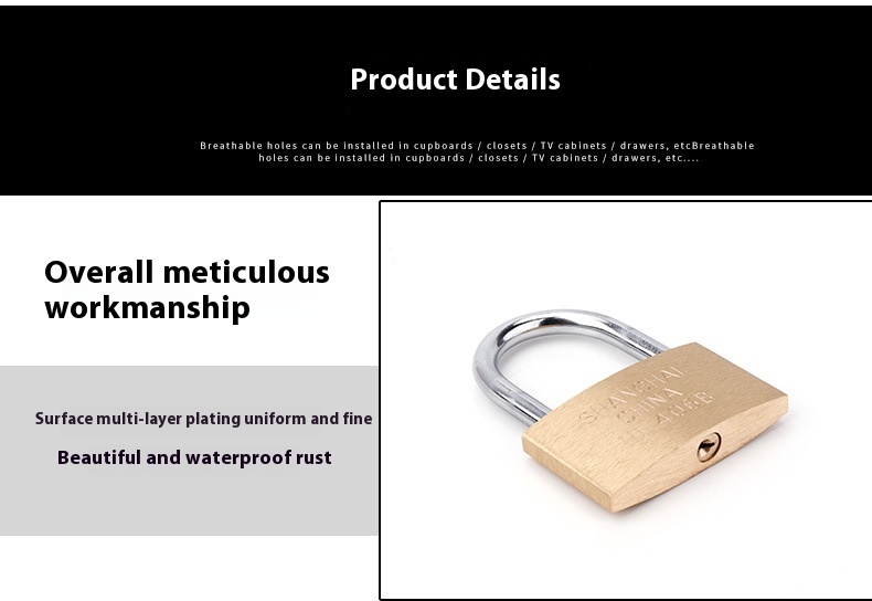 Modern Designed Earth Copper Lock Cross-Shaped Long Padlock for Dining Outdoor Student Desk School Dormitory Cabinet Living Room
