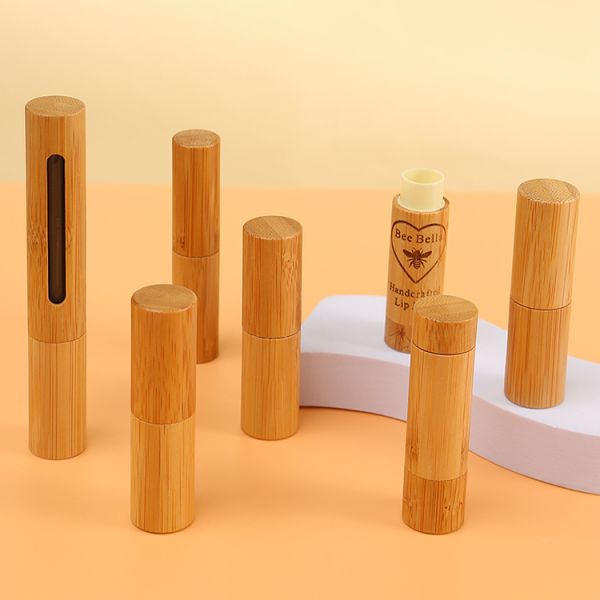 Recyclable Empty Bamboo Lip Balm Lip Gloss Lipstick Tube Container Biodegradable