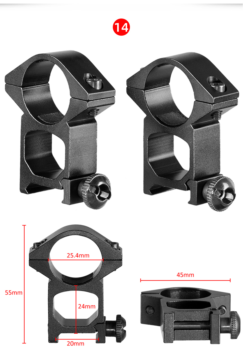 30mm 25.4mm Hunting Scope Rings And Mounts 11mm 20mm Dovetail Rail