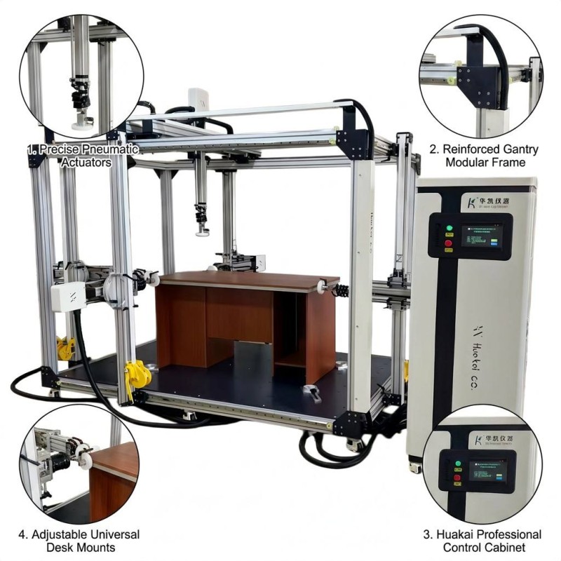 Multi Axis Table Furniture Durability Tester 2000N Horizontal Vertical Load Office Desk Fatigue Test Machine