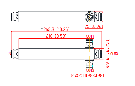 698-4000MHz 3 Way 4.3-10 Female Power Splitter