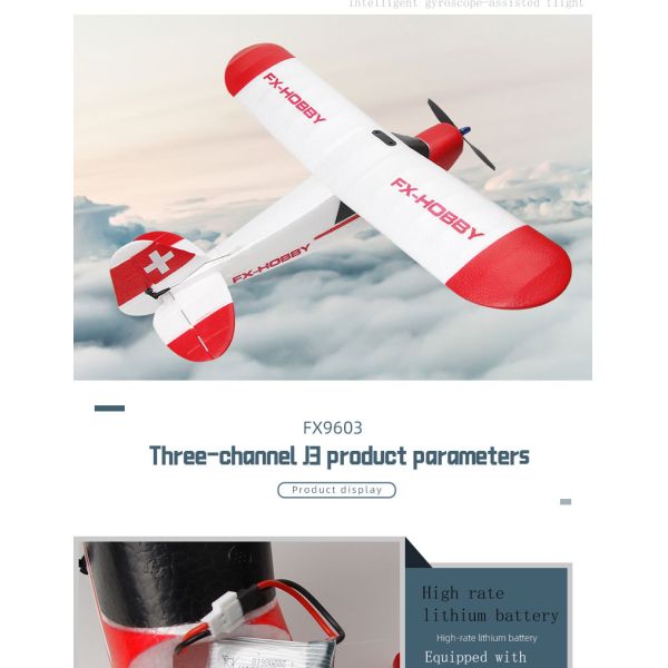 FX9603 2.4GHz 3CH 6-Axis Gyro EPP Foam J3 RC Airplane RTF Fixed Wing Outdoor Remote Control Plane Aircraft RC Glider Flying Toys