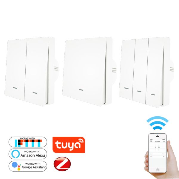 Push Button Switches 1/2/3 Gang Tuya No Neutral Zigbee Smart Switch APP remote control Alexa Acho Google Home MOES Facto