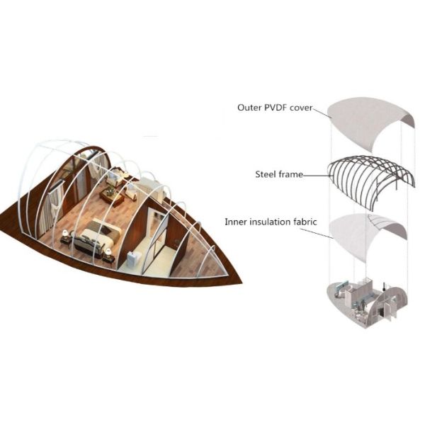 2 Person Prefab Big Bed House PVDF Hotel Tent