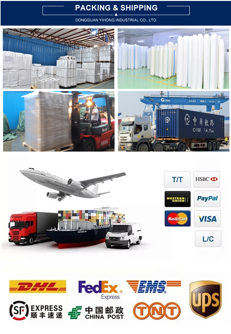 YIHONG Soft Moisture Proof 500mm Width Clear Pallet Wrap Casting LLDPE Stretch Film 100m Length for Warehouse Packaging