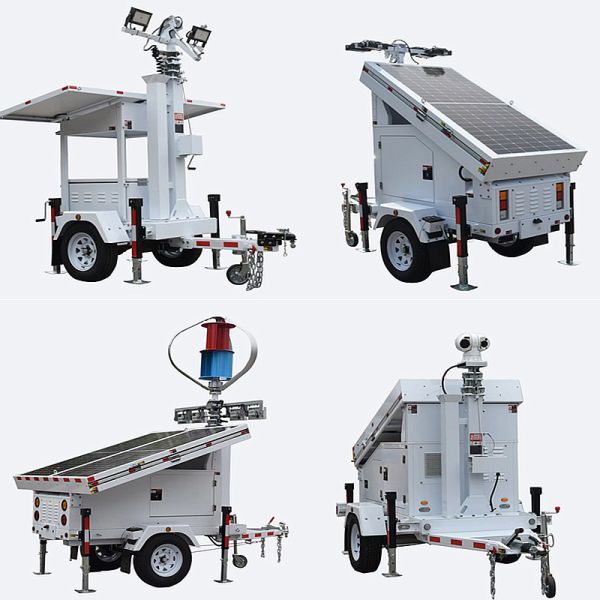 Mobile Solar Light Tower Emergency Response Telescopic Light Tower Hydraulic Mast 5-9m Solar LED Light Tower