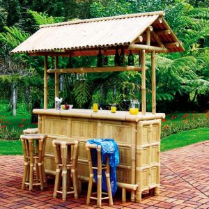 Buy cheap 220 Cm Height Bamboo Tiki Bar With Roof 4 Pieces Bamboo Bar Stools product