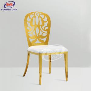 China Floral Pattern Backrest Hotel Banquet Wedding Chair ODM Golden Stainless Steel on sale