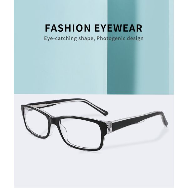 Black Rectangle Frame Glasses Acetate Optical Prescription OEM