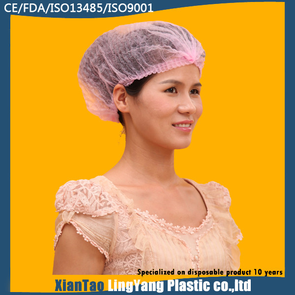 12 gsm Disposable Nonwoven Blue 21" Double Elastic Mob Cap Clip Cap