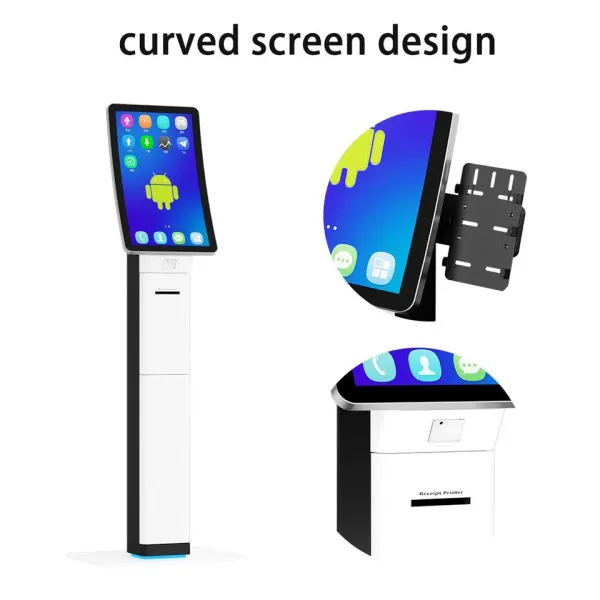 Mini Curved 23.6inch Self Service Kiosk With Touch Screen Ordering