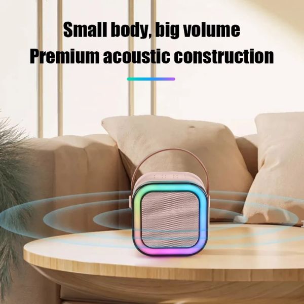 Mini Portable BT Speaker Karaoke Speaker With Wireless Mics Battery Powered RGB LED Lights
