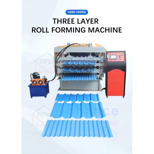 Hebei Liming Good Price Three Layer Trapezoidal Ibr Roof Sheet Tile Panel Roll Forming Making Machine