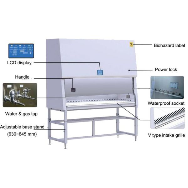 Professional Class II A2 Biological Safety Cabinet LCD Dispaly For Hospital