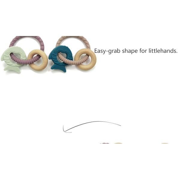 Pure Silicone FSC Certified Wooden Teething Ring For 12 Months Infant