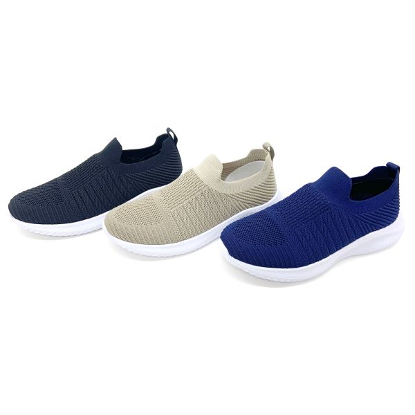 Comfortable Ladies Pull on Sneakers With Textile Lining Rubber Sole