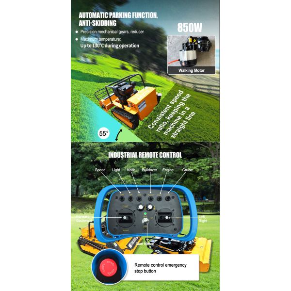 European Spot Multifunctional Remote Control Tracked Mower Cutting Flail Mower Durable Garden Machinery Zero Rotation Lawn Mower