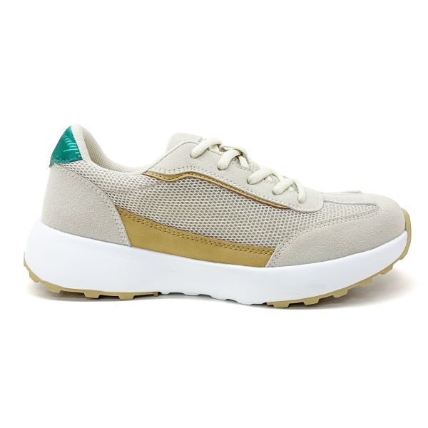 Flat Heel Womans Trainers With Textile Lining Rubber Sole Material