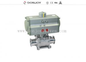 Buy cheap Aluminum pneumatic 3 piece Sanitary Ball Valve with ss304 / 316L product