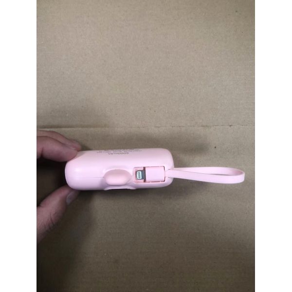 Mini Capsule Power Bank 5000mAh Portable Keychain Charger Wired Fast Charging Li Polymer Battery