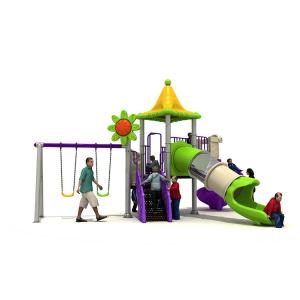 China Classic Customized  Kids Slides Outdoor Wooden Swing Set Playground Playing Area on sale