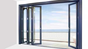 China Horizontal Aluminium Glass Folding Doors Ventilated Double Glazed Bifold Doors on sale