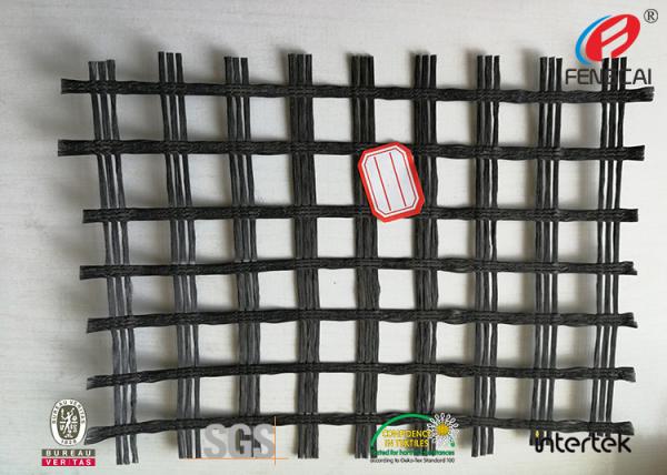 Quality Durable Polyester Geogrid Reinforcing Fabric High Tensile Strength BLACK for sale