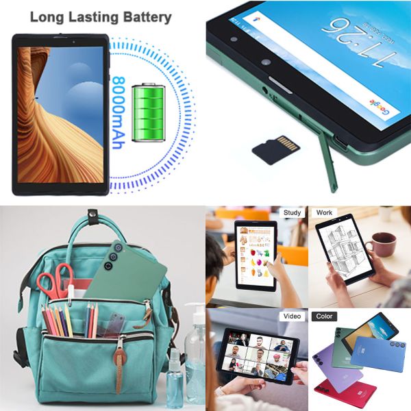 C idea 8 inch Android Tablet Pc Manufacturer with Android 12 Quad Core 8GB+512GB Storage IPS HD Display CM835(green)