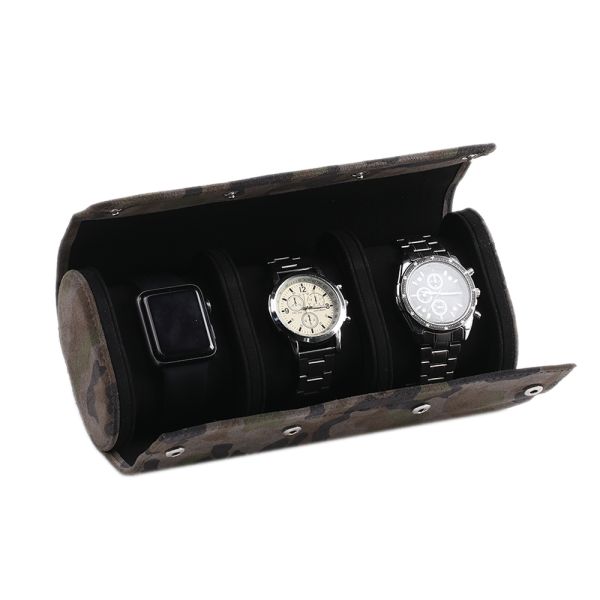 OEM PU Leather Watch Roll Handmade Pattern Display Storage Case Protective Customized
