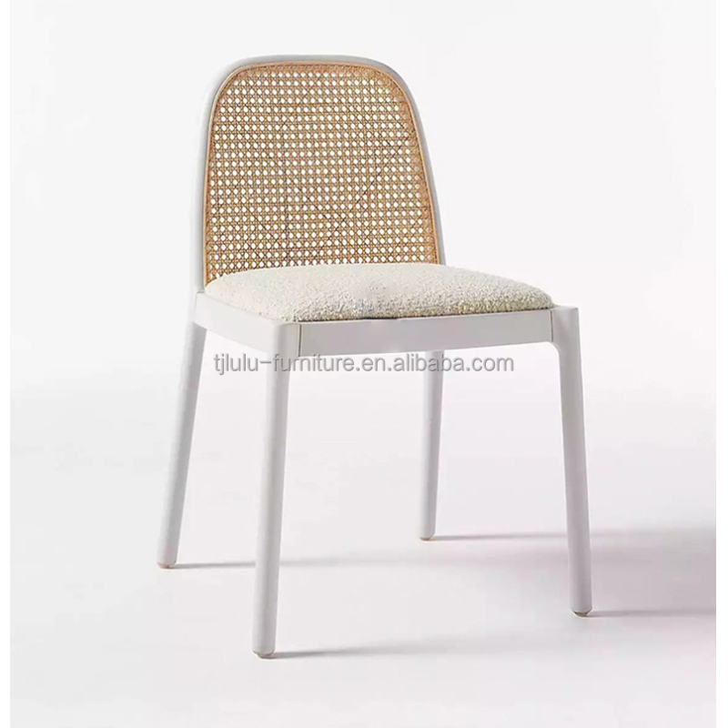 Mail Packing Durable Solid Wood Armless Rattan Dining Chair for Dining Room