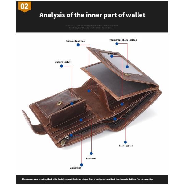 Men's Slim Card Holder Billfold Money Clip Wallet Genuine Leather Small Bag for Rfid