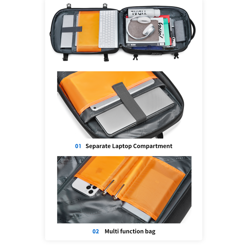 1680D Polyester Waterproof Business Backpack Large Space Eco Friendly