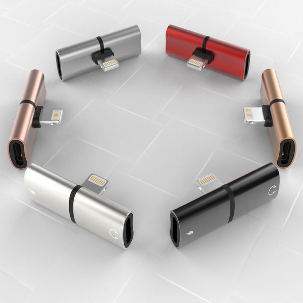 Digital Two In One Headphone Adapter , Apple Lightning Jack Adapter 8 Pin USB Type
