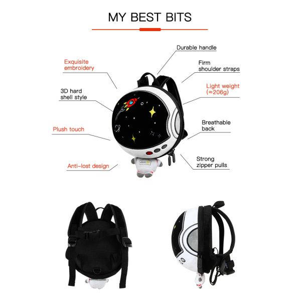 Customizable 3D Astronaut EVA Hard Shell Anti-Lost Kids Backpack Schoolbag