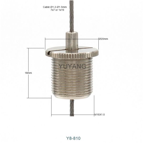 M16 Nickel Lighting Suspension Cable Grippers 20mm Diameter Suspended Cable Gripper