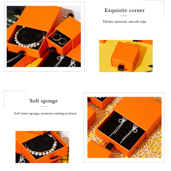 Cardboard Jewelry Drawer Storage Box Packaging Box Customized Logo With Velvet Insert