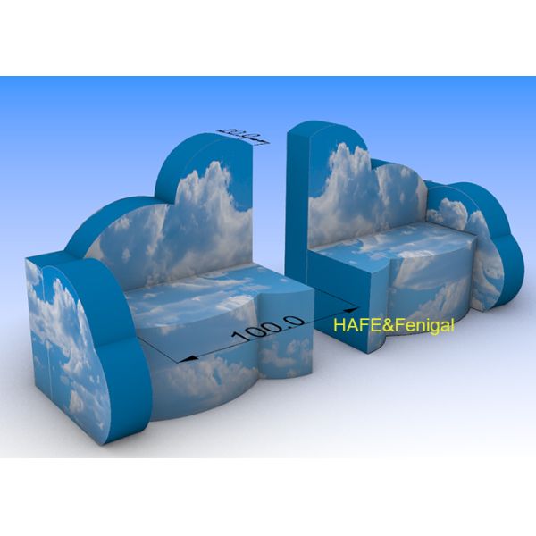 1m Custom Blue Sky Pattern Inflatable Sofa For Personal Relaxation Or Commercial Appeal