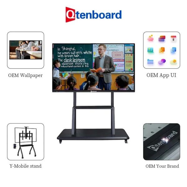 Professional AI Interactive Flat Panel with EDLA Android 14.0 4K Resolution and 50 Point Multi Touch for Classroom Teaching