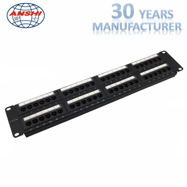 19" 2u 48 Ports Cat5e / Cat6 Rack Mount Patch Panel Unshield Utp Network